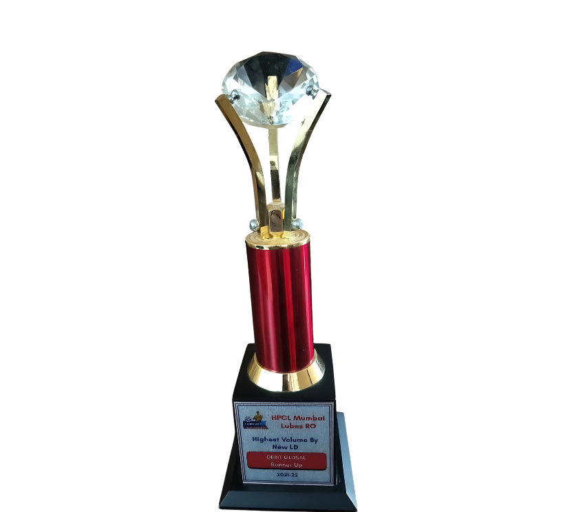 Highest volume HP Lubricants distributor award trophy